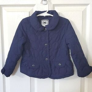 Gymboree Navy Quilted Snap Button Up Jacket Toddler Girls Size 2T - 3T